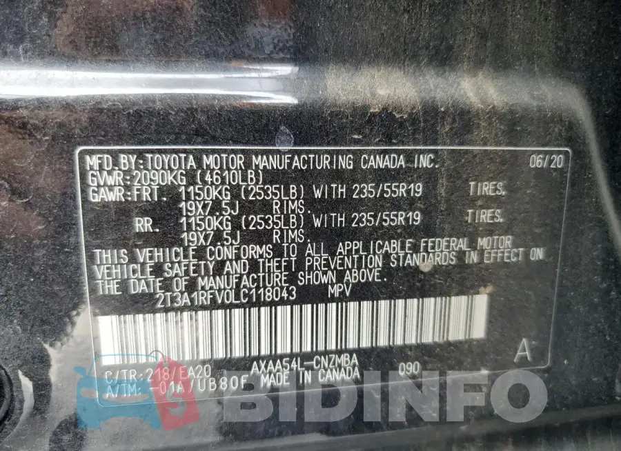2T3A1RFV0LC118043 Photo# 13
