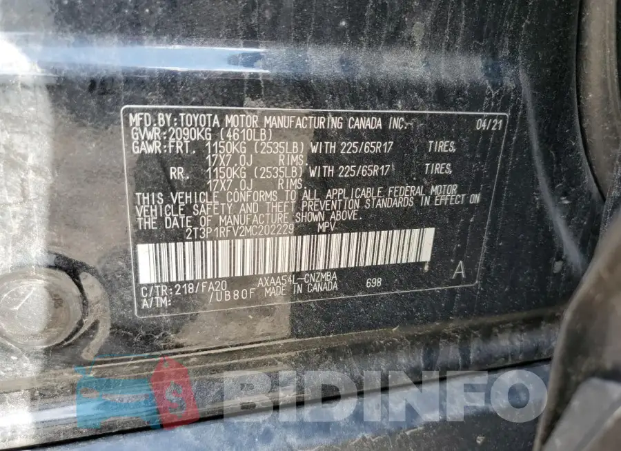 2T3P1RFV2MC202229 Photo# 13