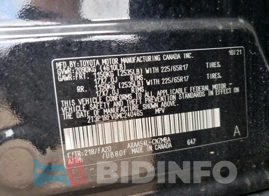 2T3P1RFV6MC240465 Photo# 12