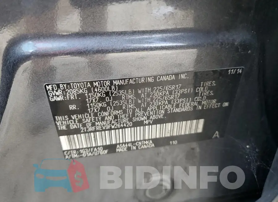 2T3RFREV9FW264420 Photo# 13