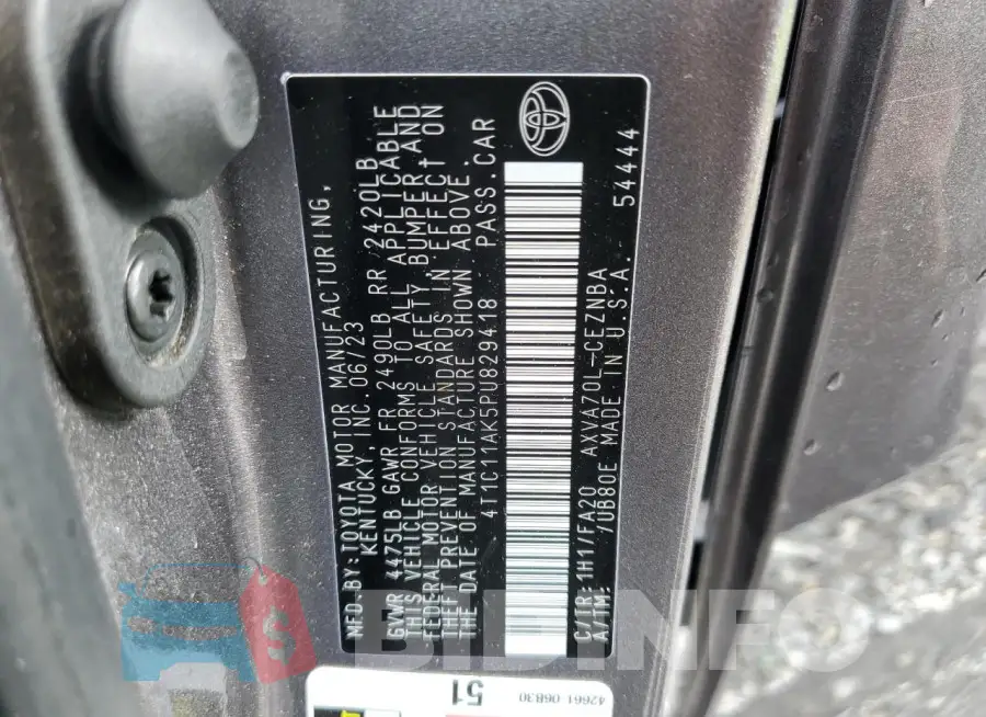 4T1C11AK5PU829418 Photo# 12