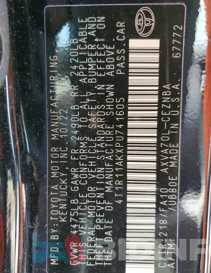 4T1R11AKXPU741605 Photo# 12