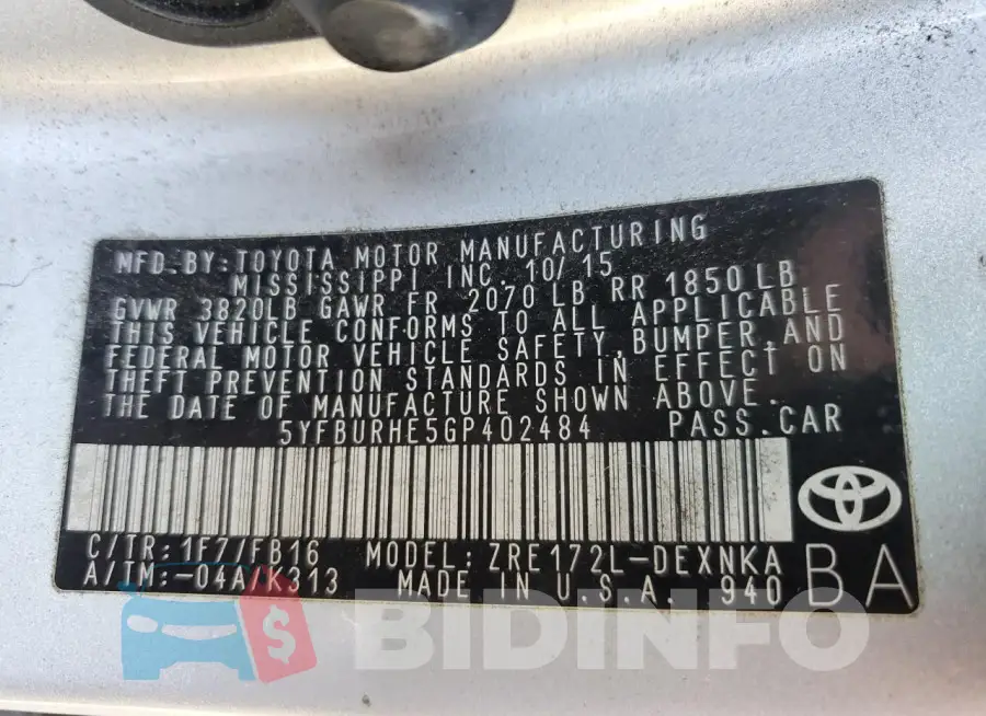 5YFBURHE5GP402484 Photo# 13