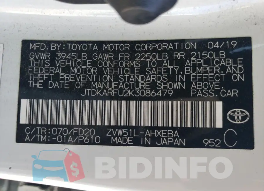 JTDKARFU2K3086479 Photo# 12