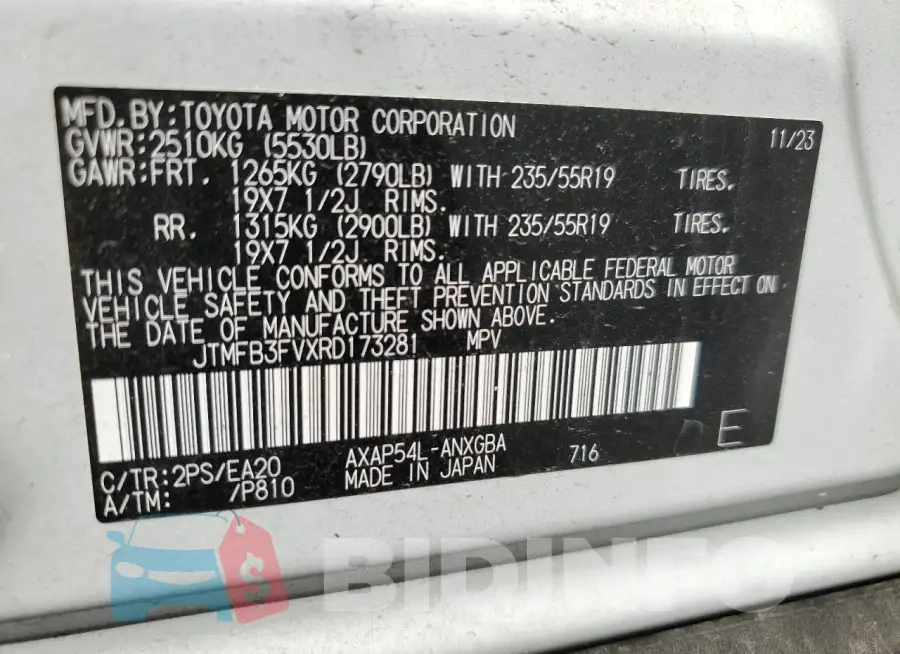 JTMFB3FVXRD173281 Photo# 13