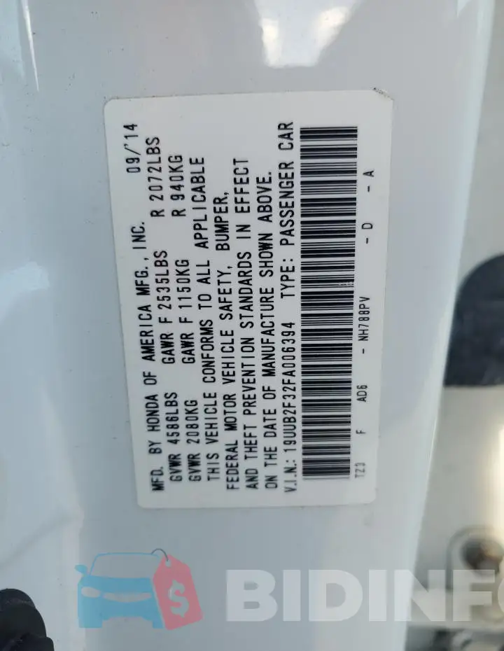 19UUB2F32FA006394 Photo# 13