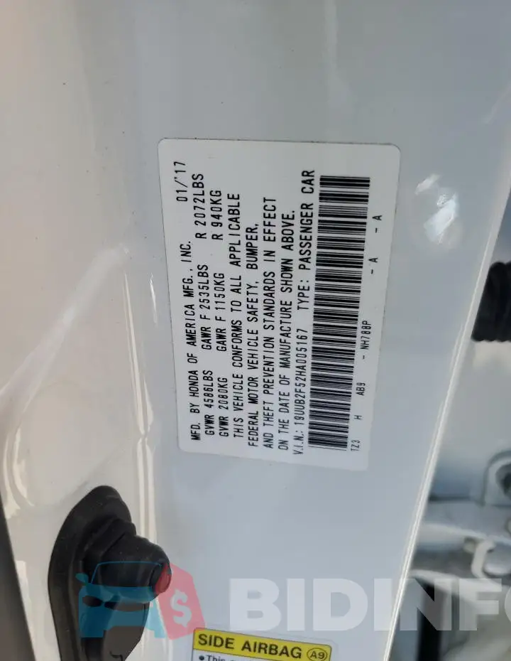 19UUB2F52HA005167 Photo# 12