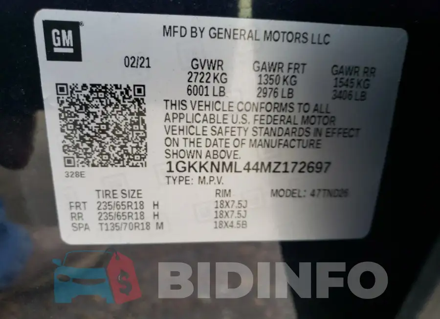 1GKKNML44MZ172697 Photo# 14