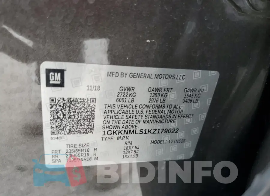 1GKKNMLS1KZ179022 Photo# 14