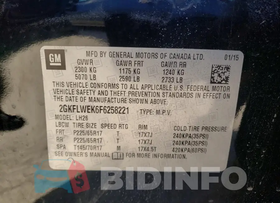 2GKFLWEK6F6258221 Photo# 14