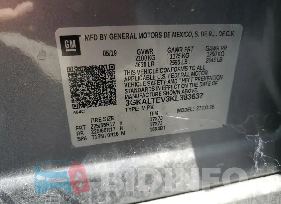 3GKALTEV3KL383637 Photo# 13