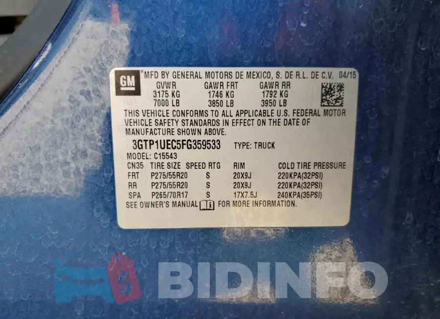 3GTP1UEC5FG359533 Photo# 12