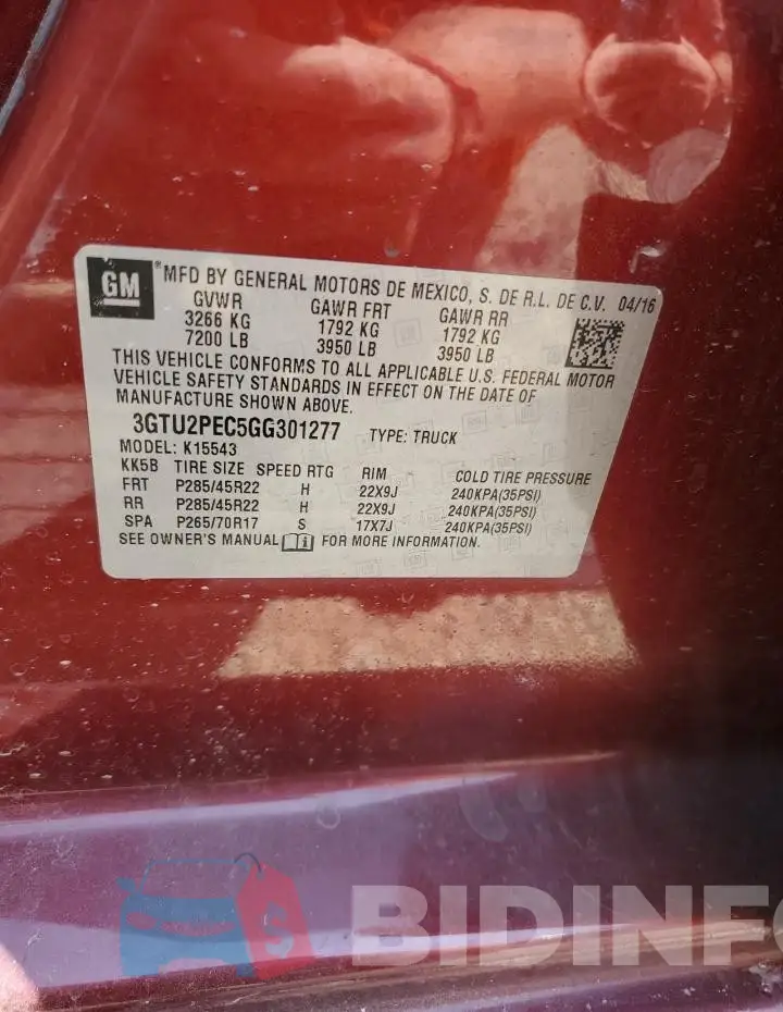 3GTU2PEC5GG301277 Photo# 13
