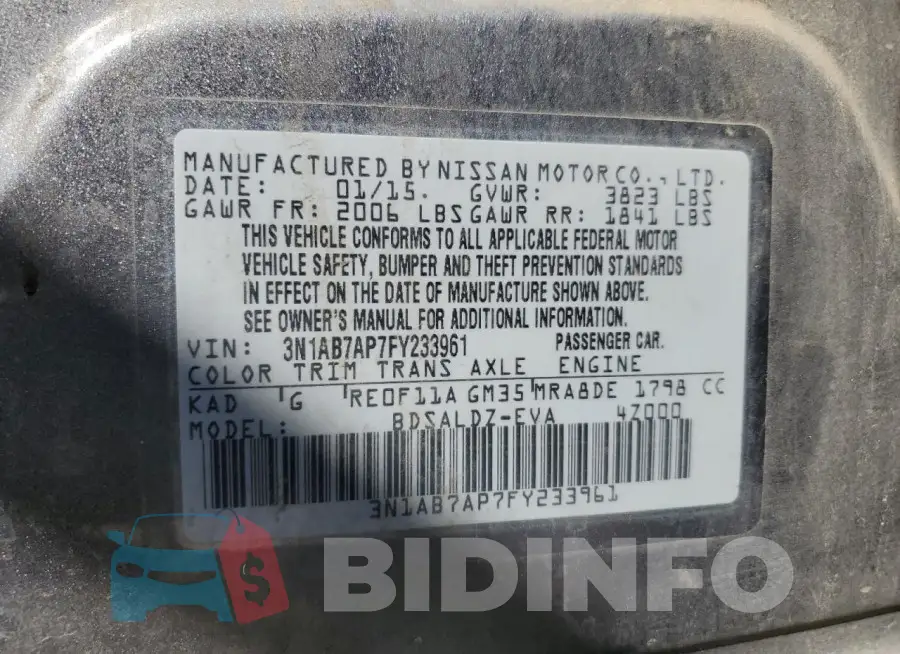 3N1AB7AP7FY233961 Photo# 12