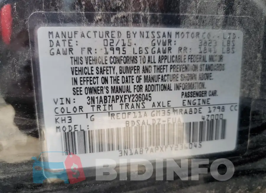 3N1AB7APXFY236045 Photo# 12