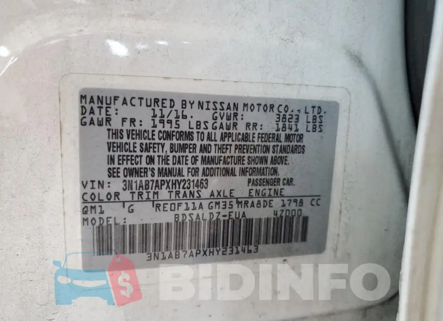 3N1AB7APXHY231463 Photo# 12