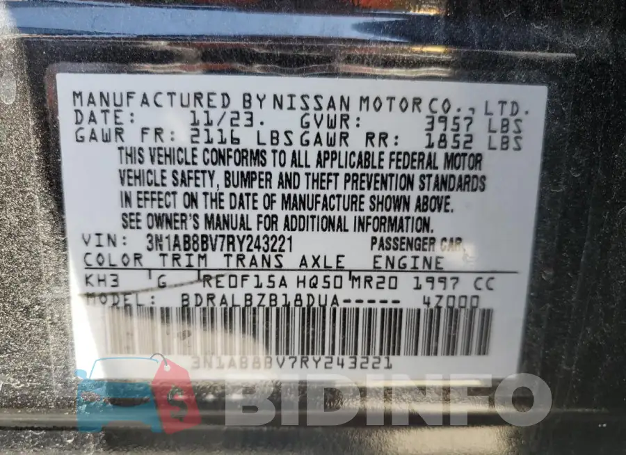 3N1AB8BV7RY243221 Photo# 13