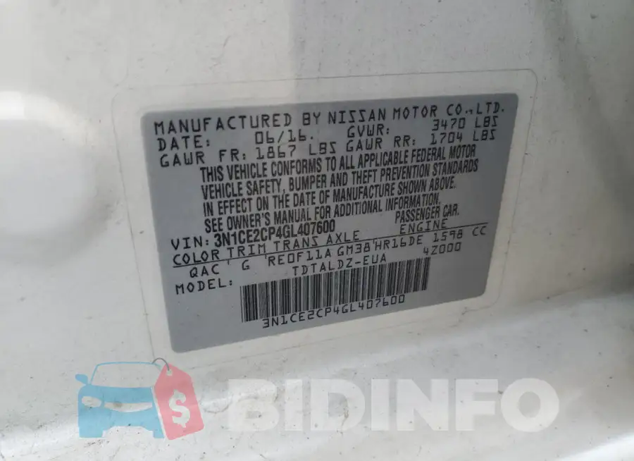 3N1CE2CP4GL407600 Photo# 12