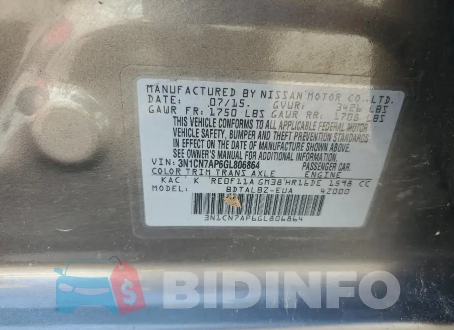 3N1CN7AP6GL806864 Photo# 12