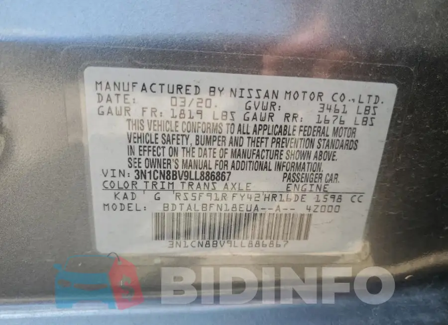 3N1CN8BV9LL886867 Photo# 12