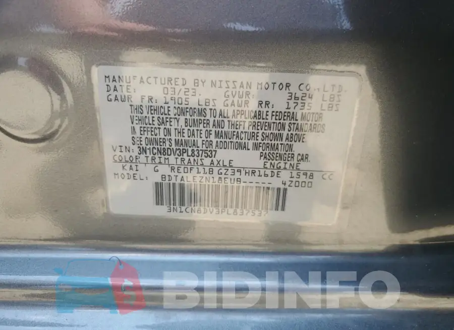 3N1CN8DV3PL837537 Photo# 12