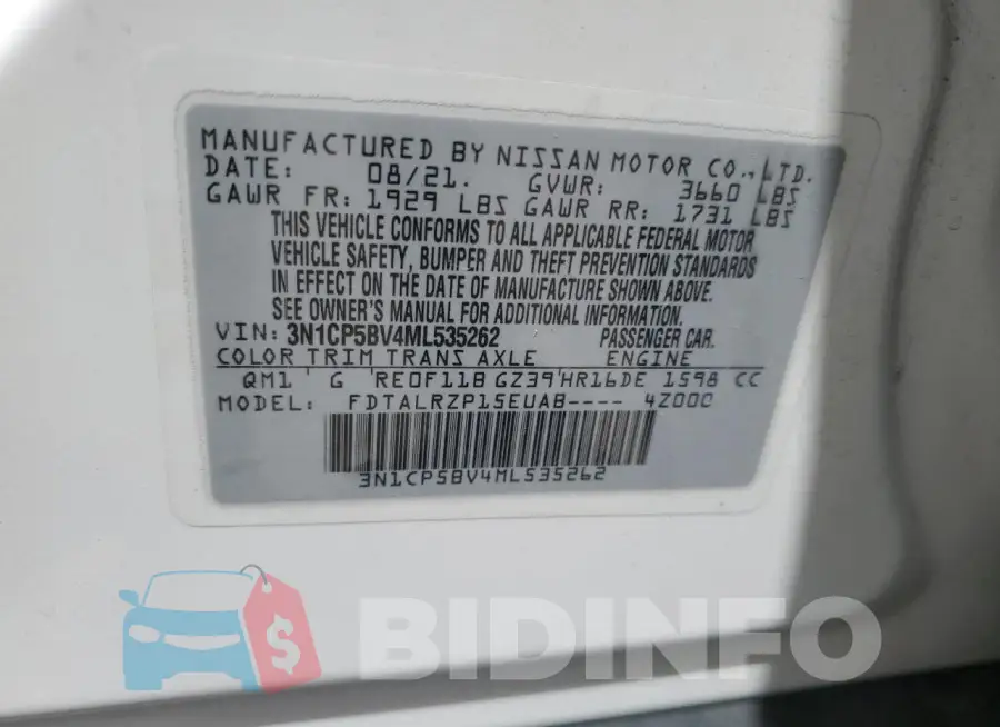 3N1CP5BV4ML535262 Photo# 12