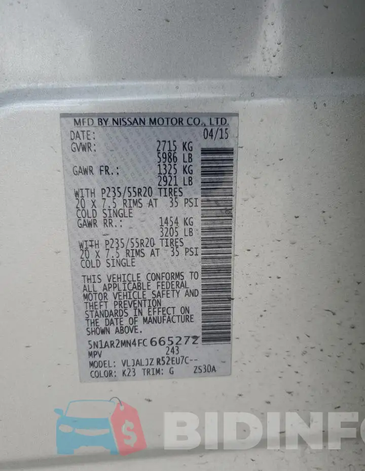 5N1AR2MN4FC665272 Photo# 13