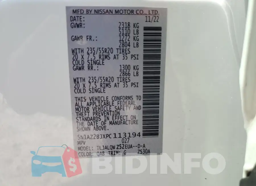 5N1AZ2BJXPC113194 Photo# 14