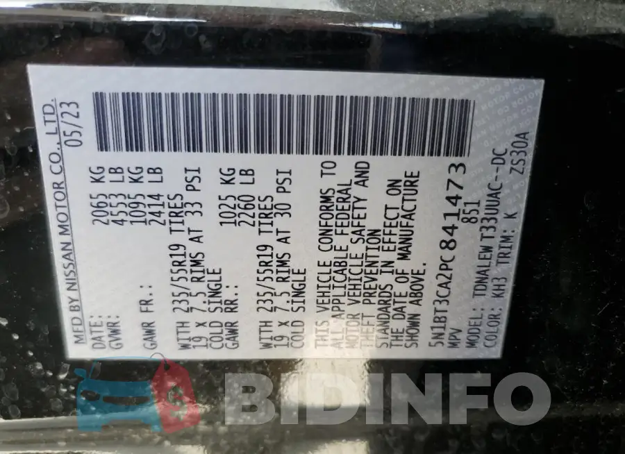 5N1BT3CA2PC841473 Photo# 14