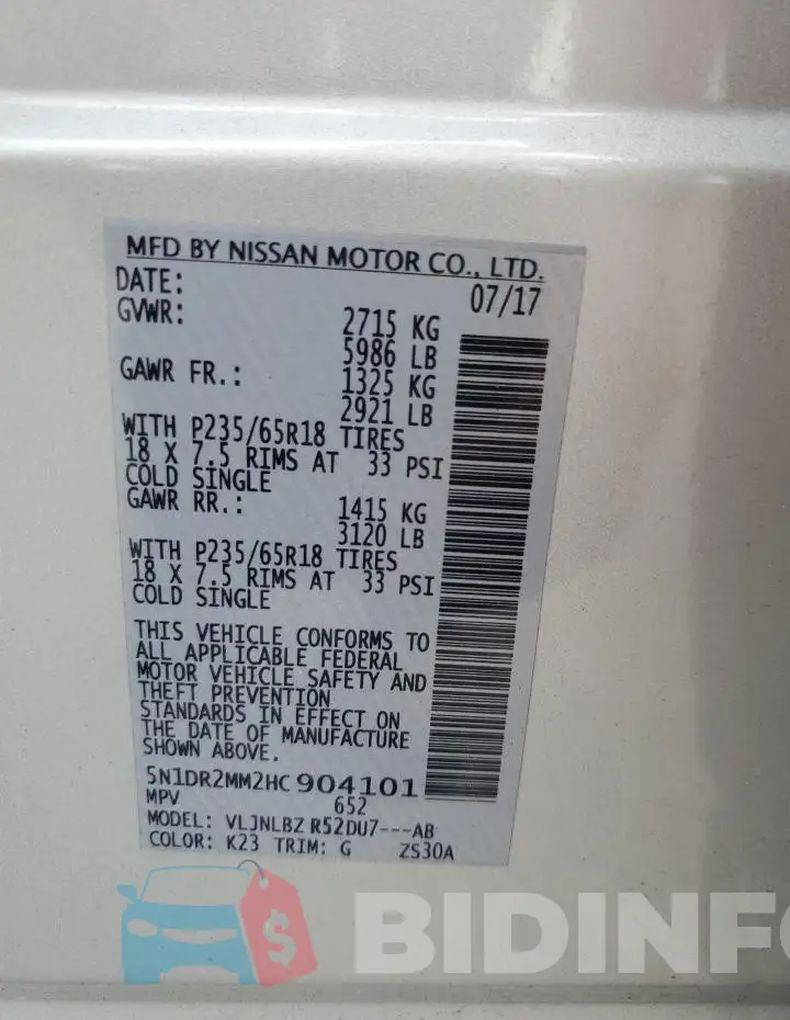 5N1DR2MM2HC904101 Photo# 13