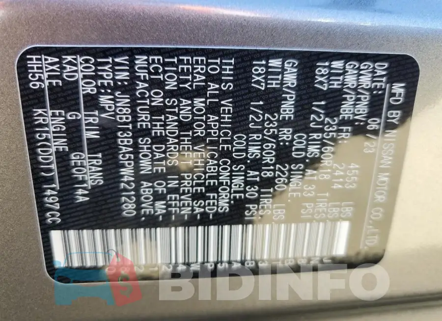 JN8BT3BA5PW421280 Photo# 14