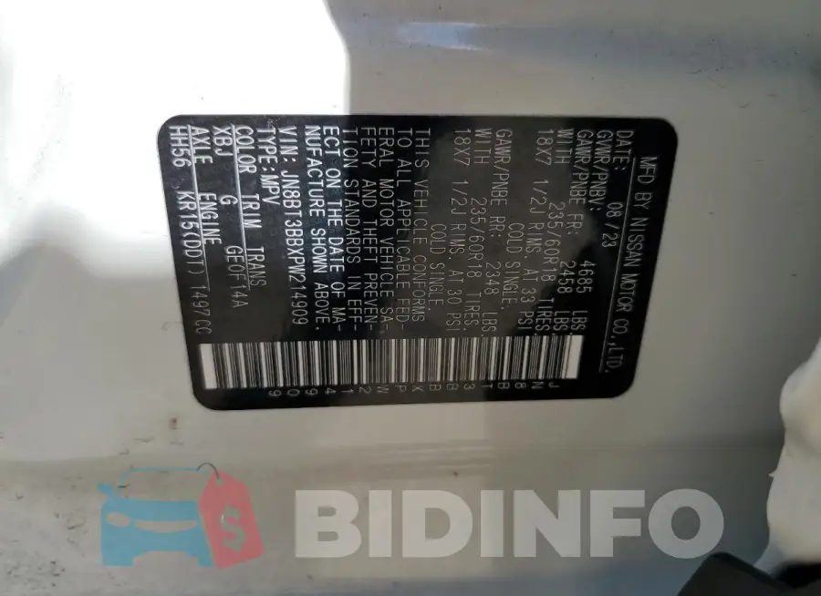 JN8BT3BBXPW214909 Photo# 13