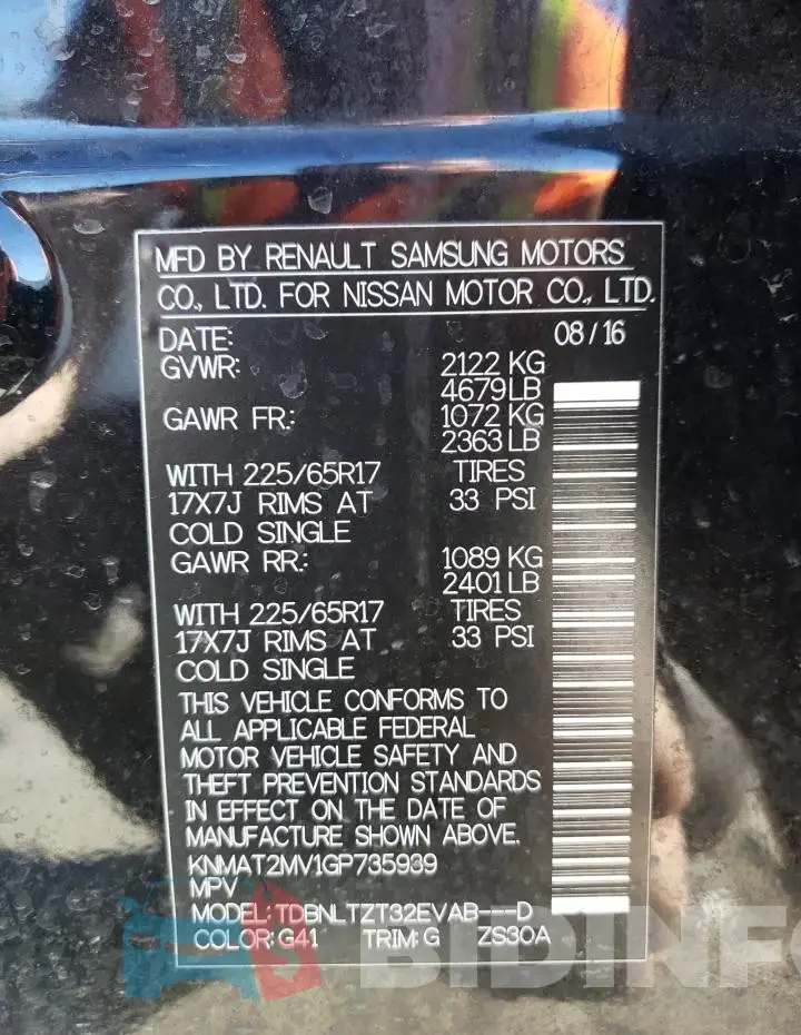 KNMAT2MV1GP735939 Photo# 14