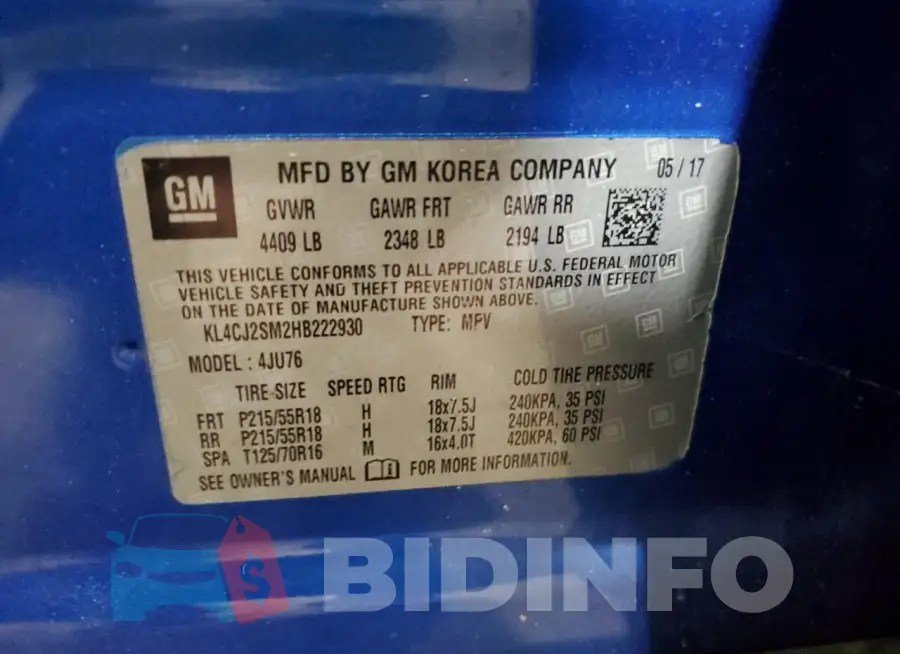 KL4CJ2SM2HB222930 Photo# 13