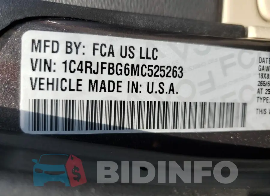 1C4RJFBG6MC525263 Photo# 14