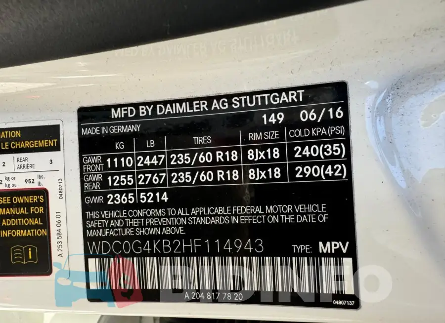 WDC0G4KB2HF114943 Photo# 10