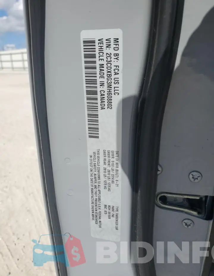 2C3CDXBG3MH608802 Photo# 12