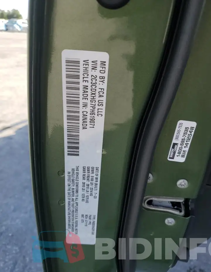 2C3CDXHG7PH619071 Photo# 13