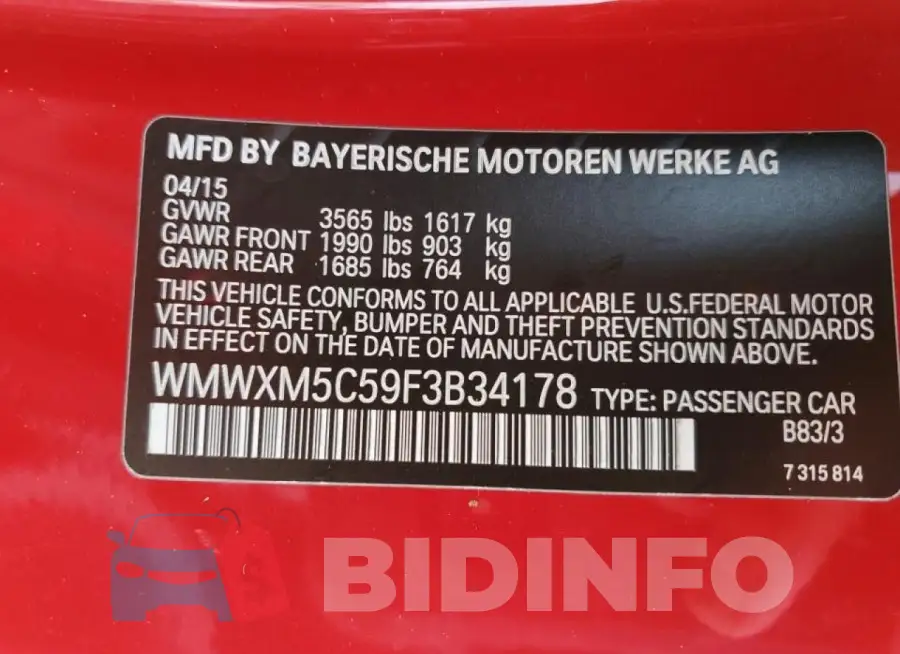WMWXM5C59F3B34178 Photo# 14