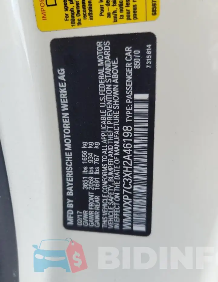 WMWXP7C3XH2A46198 Photo# 13