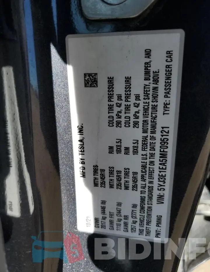 5YJ3E1EA5MF095121 Photo# 12