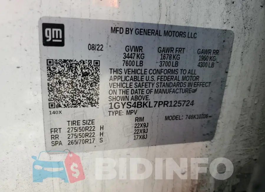 1GYS4BKL7PR125724 Photo# 13