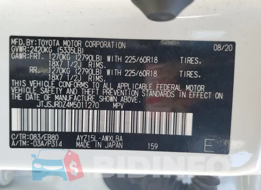 JTJSJRDZ4M5011270 Photo# 12
