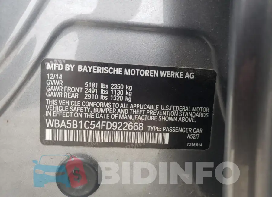 WBA5B1C54FD922668 Photo# 13