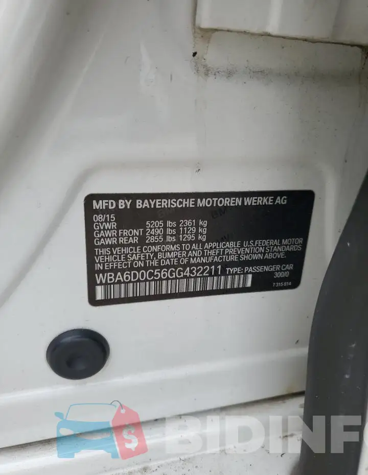 WBA6D0C56GG432211 Photo# 12