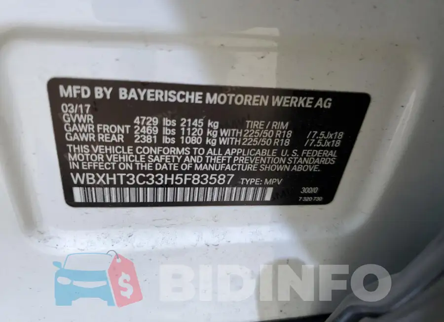 WBXHT3C33H5F83587 Photo# 13
