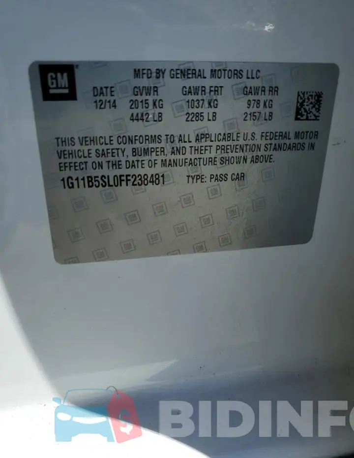1G11B5SL0FF238481 Photo# 12