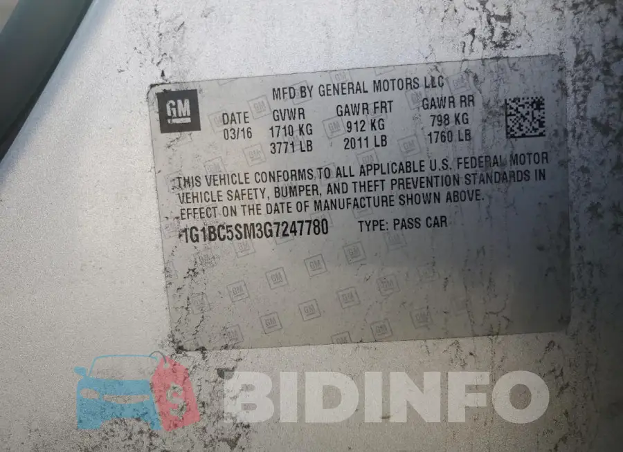 1G1BC5SM3G7247780 Photo# 13