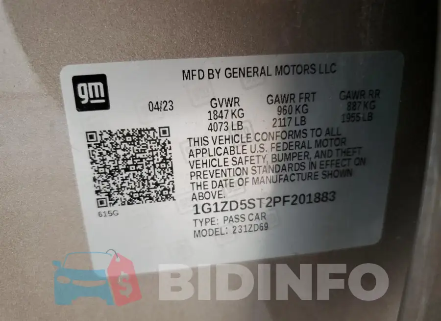 1G1ZD5ST2PF201883 Photo# 13