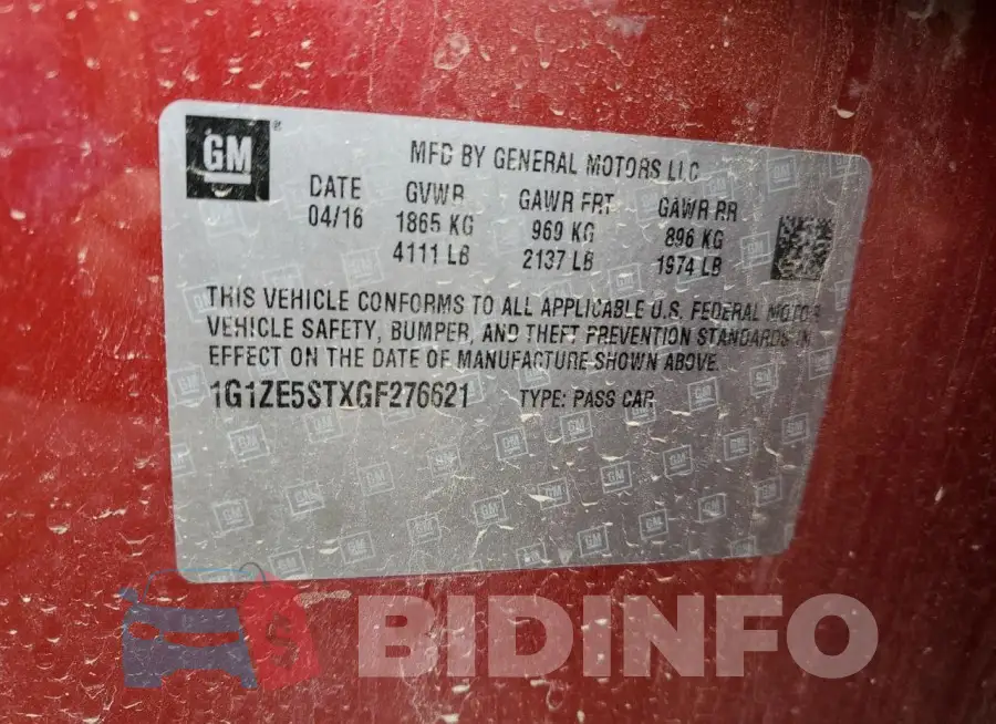 1G1ZE5STXGF276621 Photo# 12